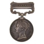 Victorian British military South Africa medal with 1879 bar awarded to T MORRIS.P.O.1.CL:H.M.S.