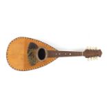 Italian inlaid rosewood melon shaped mandolin with case and D C O Brambilla of Napoli paper label to