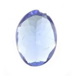 Oval tanzanite gemstone, approximately 7mm x 5mm x 3mm deep