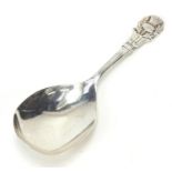 J B Chatterley & Sons Ltd, silver caddy spoon with thistle terminal, Birmingham 1962, 9.5cm in