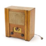 Vintage wartime civilian receiver, 34.5cm H x 30.5cm W x 16cm D