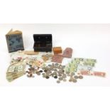 Collection of British coinage and stamps including some pre 1947 and two pounds