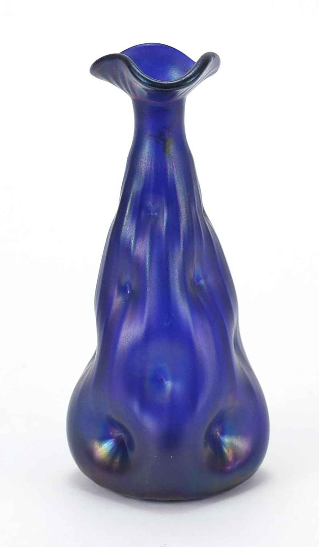 Purple iridescent glass vase in the style of Loetz, 15.5cm high - Image 2 of 4