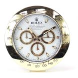 Rolex Daytona design dealer's display wall clock, 33.5cm in diameter