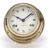 Andries De Jong brass ship's design clock, 15cm in diameter