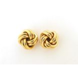 9ct gold knot design stud earrings, 9.8mm in diameter, 3.0g