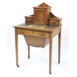 Victorian inlaid rosewood ladies writing table/workbox, 110cm H x 69cm W x 49cm D