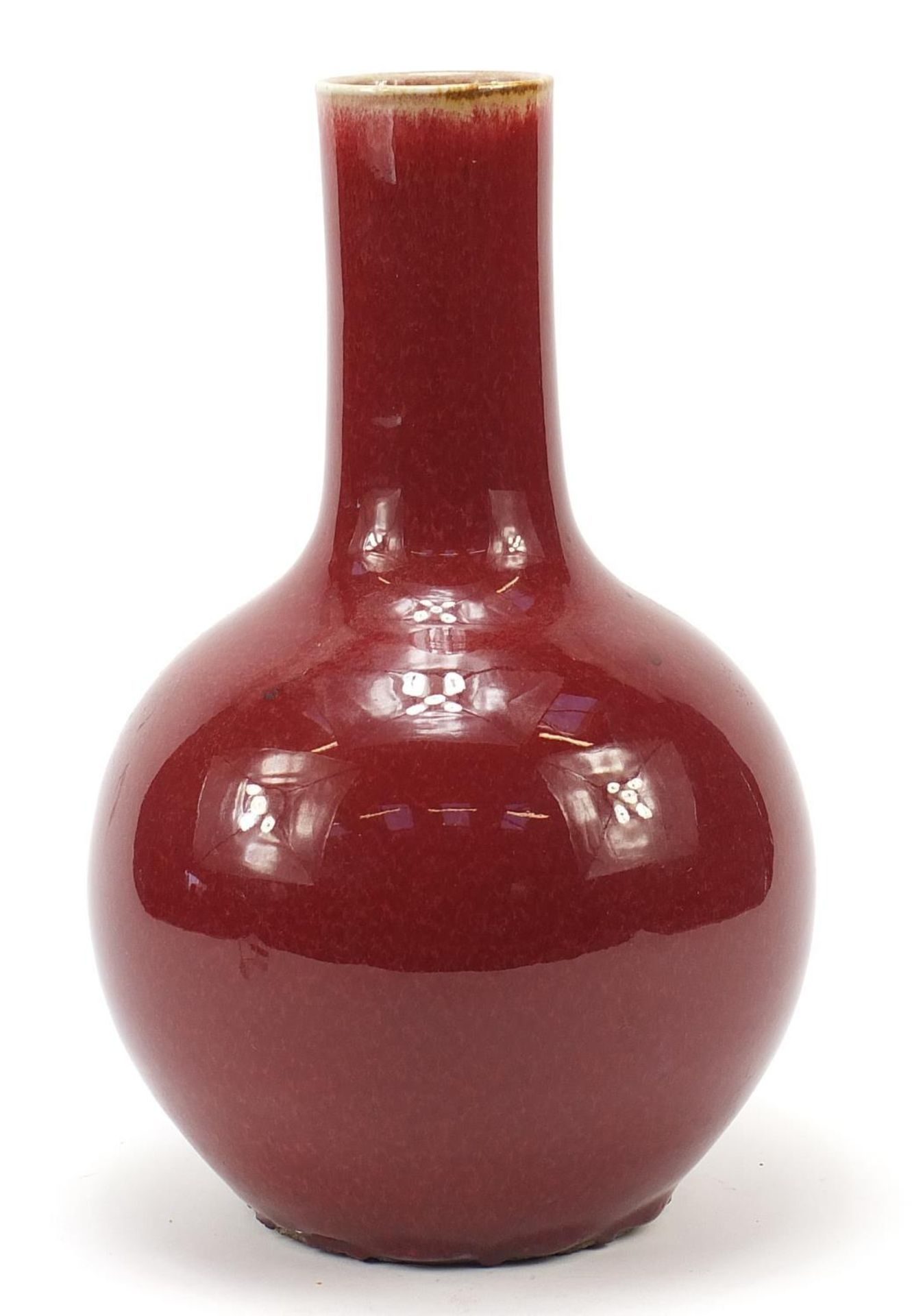 Chinese porcelain vase having a sang de boeuf glaze, 33.5cm high