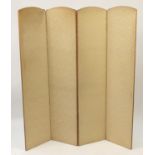 Upholstered four fold screen, 168cm high