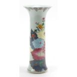 Chinese porcelain vase hand painted in the Wucai palette with flowers, 25.5cm high
