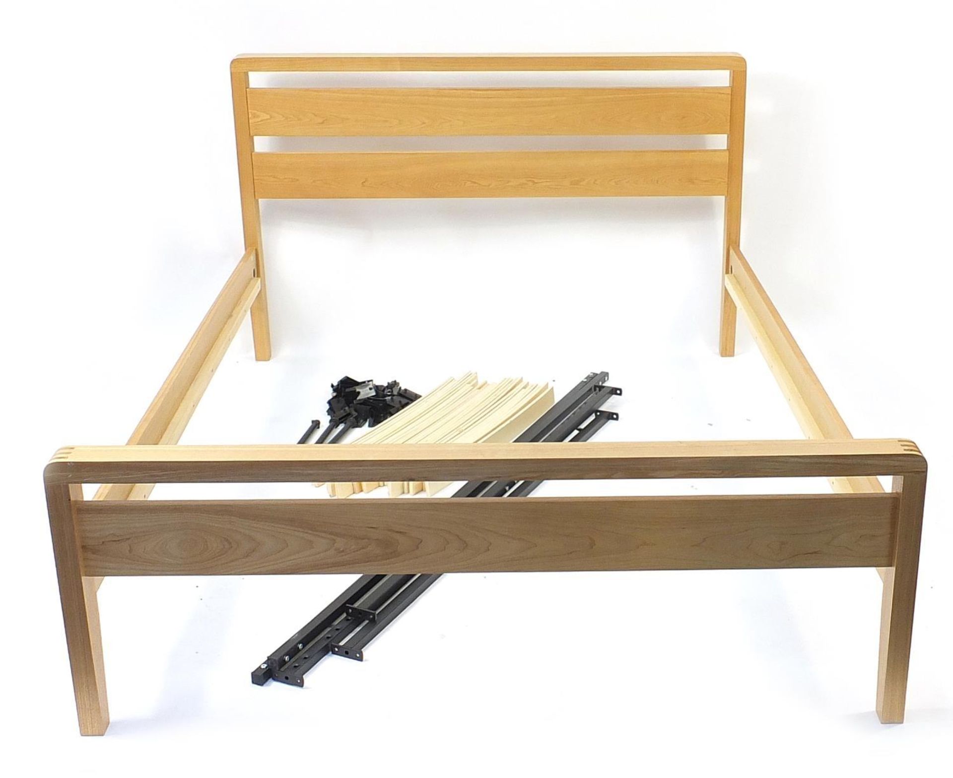 Contemporary light oak double 5ft bed frame