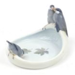 Theodore Magden for Royal Copenhagen, Danish card tray modelled with three finches around a bird