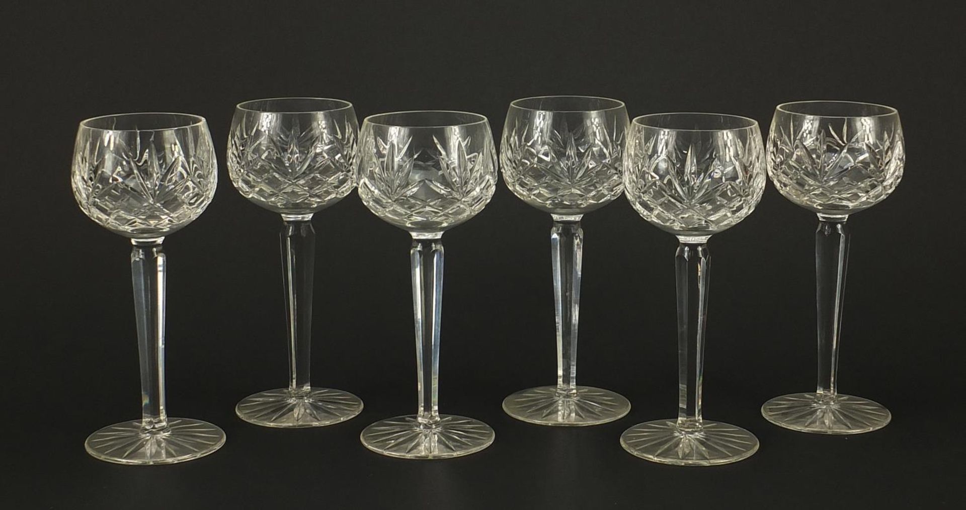 Set of six cut glass wine goblets, each 18.5cm high - Image 4 of 6