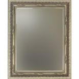 Rectangular wall mirror with silvered frame, 77cm x 60.5cm