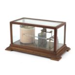 Victorian eight ring barograph housed in a glazed mahogany case, 18cm H x 35.5cm W x 20.5cm D