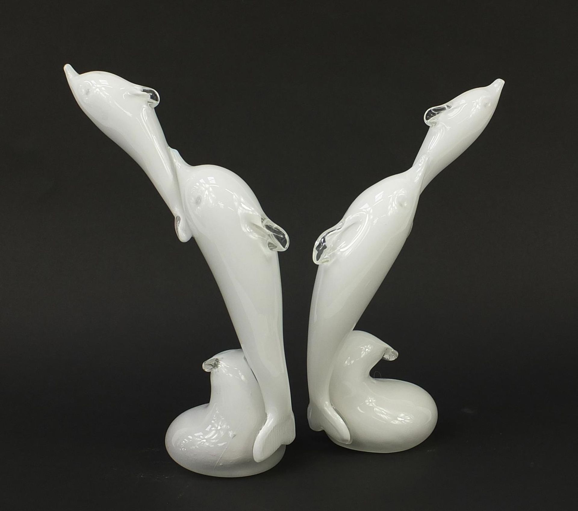 Pair of Murano style glass dolphin sculptures, the largest 33.5cm high - Image 2 of 5