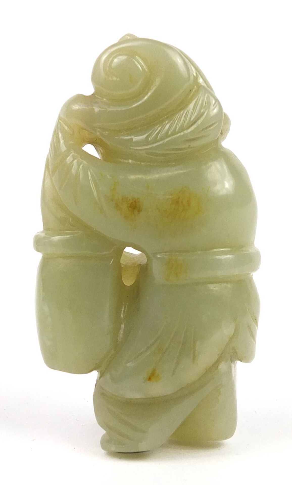 Chinese celadon jade carving of a boy, 7cm high - Image 4 of 7