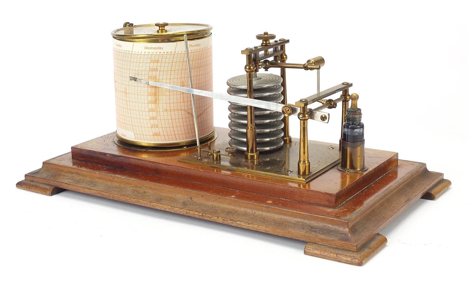 Victorian eight ring barograph housed in a glazed mahogany case, 18cm H x 35.5cm W x 20.5cm D - Image 6 of 7