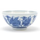 Chinese blue and white porcelain bowl hand painted with eight immortals, six figure character