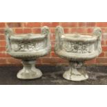 Pair of stoneware garden planters, 50cm high x 45cm wide