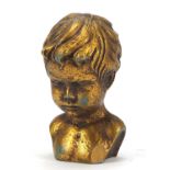 Plaster bust of a young child, Amsterdam Ton Borkus paper label to the base, 15.5cm high