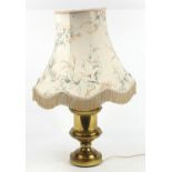Large brass table lamp with shade, 83cm high