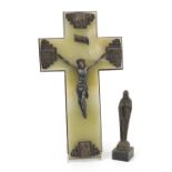 Art Deco onyx and brass corpus Christi with silver plated mounts and Christ together with a