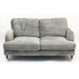 Contemporary two seater settee with grey suede upholstery, 150cm wide