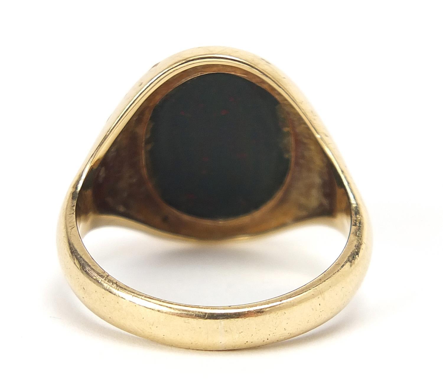 9ct gold bloodstone signet ring, size R, 5.9g - Image 4 of 5