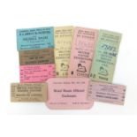 Selection of vintage sporting train tickets including British Empire Exhibition, World Cup 1966,