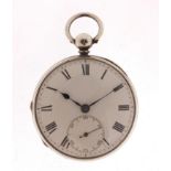 Savory & Sons, silver open face pocket watch, the fusée movement numbered 5224, London 1842, 43mm in