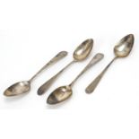 Peter Ann & William Bateman, set of four George III silver teaspoons, London 1800, 11.5cm in length,
