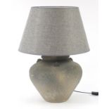 Large stone effect ceramic table lamp with shade, retailed by Grand Illusions, 61cm high