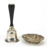 W I Broadway & Co, silver butler's bell and open salt with embossed decoration, Birmingham 1986-