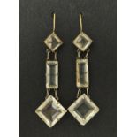 Pair of crystal drop earrings with gold wire, 4.2cm high, 4.9g
