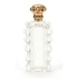Dutch gold mounted cut glass scent bottle, impressed marks to the mount, 10.5cm high
