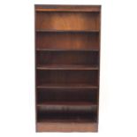 Mahogany open bookcase with five adjustable shelves, 185cm H x 92cm W x 31cm D