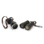 Pair of military interest field binoculars and a Ross of London spotting scope numbered 1938, the