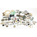 Antique and later jewellery including brooches, rings and necklaces