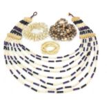 Ethnic jewellery including bone, ebony, mother of pearl and pips