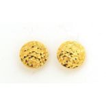 Pair of 9ct gold stud earrings, 8mm in diameter, 1.2g