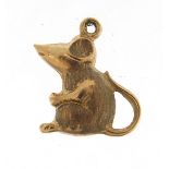 9ct gold mouse charm, 1.3cm high, 0.5g