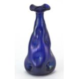 Purple iridescent glass vase in the style of Loetz, 15.5cm high