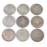 Nine George VI two shillings, 101g