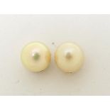 Pair of 9ct gold cultured pearl stud earrings, 6.5mm in diameter, 1.2g