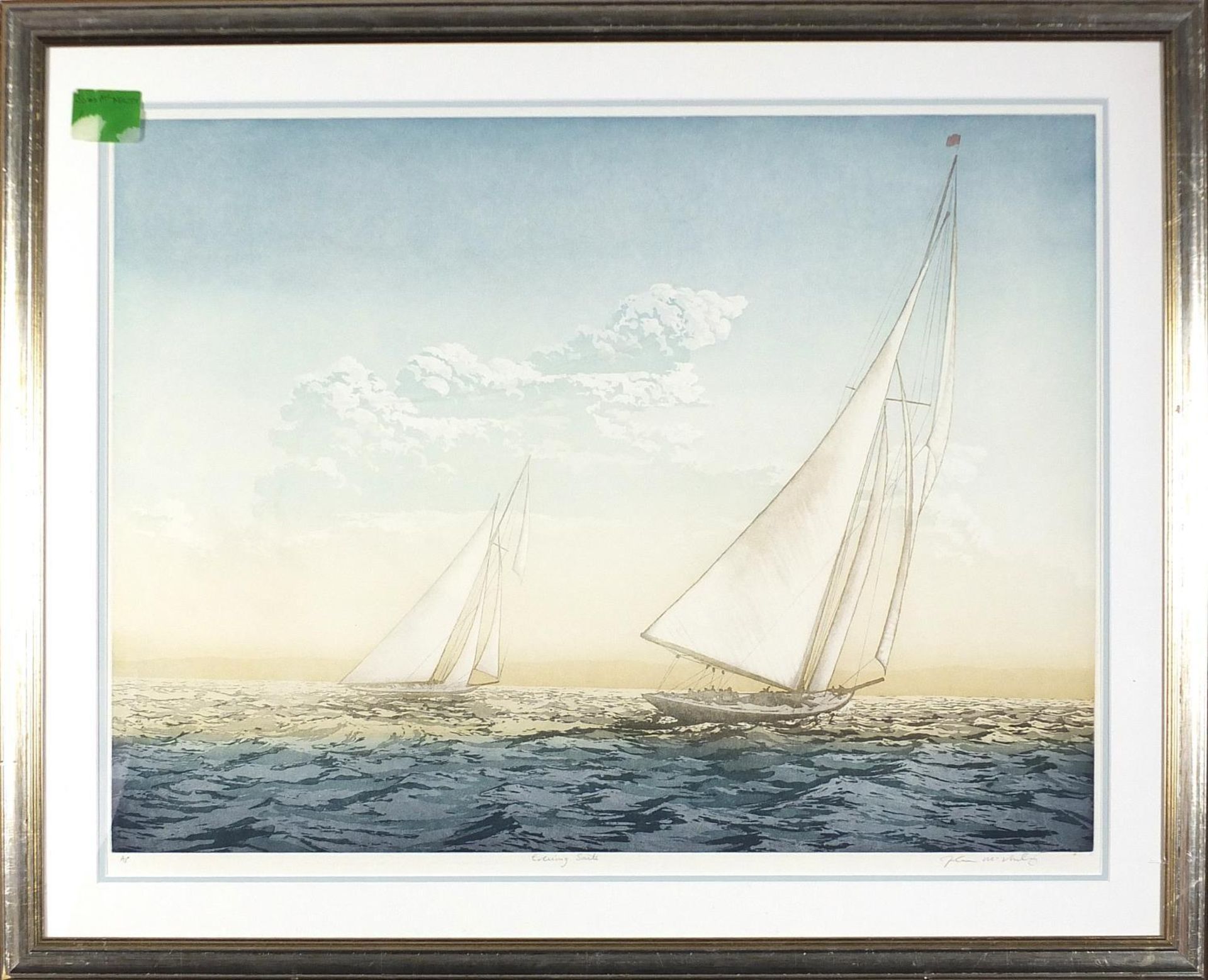 John McNulty - Evening sails, artist's proof pencil signed aquatint, mounted, framed and glazed, - Image 2 of 6