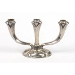 WMF, German Art Nouveau silver plated three branch candelabra, 14.5cm high x 25cm wide