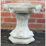 Stoneware garden pedestal birdbath