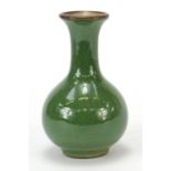 Chinese porcelain vase having a green Ge ware type glaze, 15.5cm high