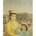 Edzard Diedz - Place de la Concorde, coloured print, Medici Society label verso, framed, 72cm x 60cm